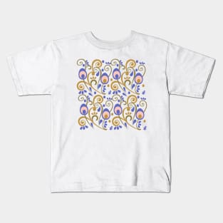 Peacock Feathers Indian Pattern Purple Kids T-Shirt